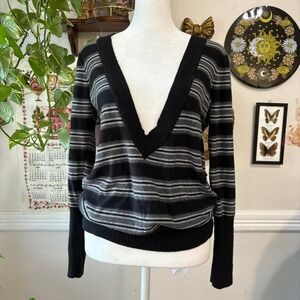 Vtg‎ Y2K GAP M Extra Deep V-Neck Sweater Cotton/Cashmere Blend Preppy Academia